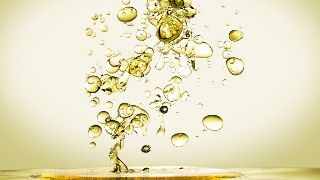 Oil and water emulsion showing dispersed droplets used in PEG-free emulsification systems