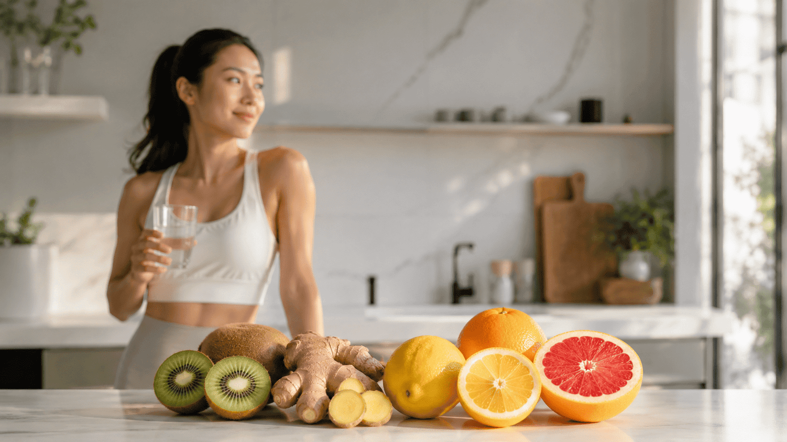 plant-based exosome-inspired immune ingredient white powder with citrus kiwi and grape